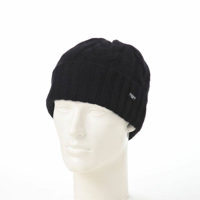 マローネのニット帽 Cashmere Cable Knit Cap（カシミヤ ケーブル ニット キャップ） 84195 ブラック