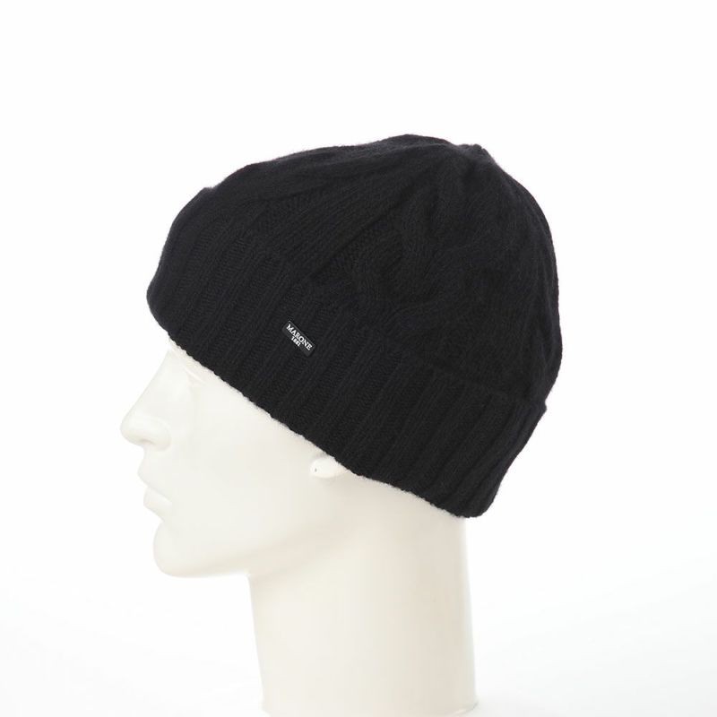 マローネのニット帽 Cashmere Cable Knit Cap（カシミヤ ケーブル ニット キャップ） 84195 ブラック