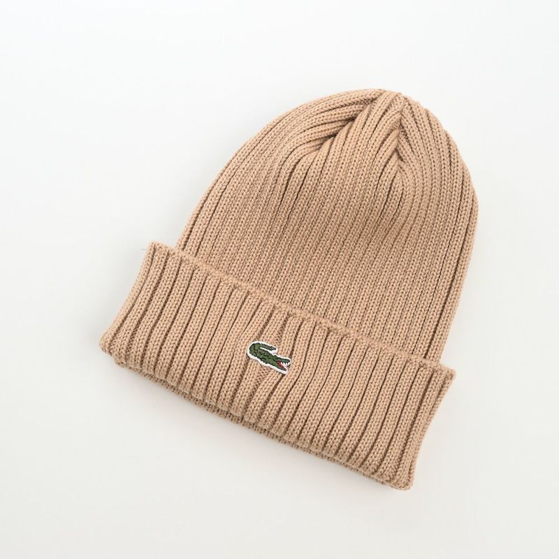 ラコステのニット帽 WAPPEN RIB KNIT（ワッペンリブニット） L1283 ベージュ