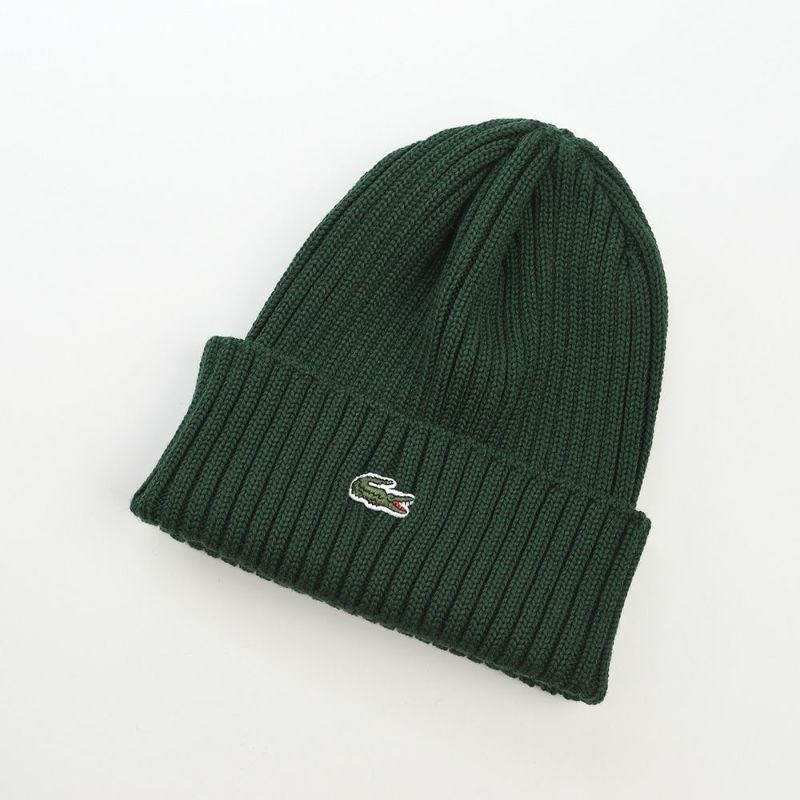 ラコステのニット帽 WAPPEN RIB KNIT（ワッペンリブニット） L1283 グリーン