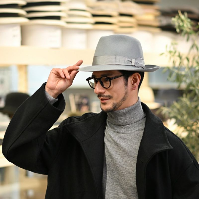 ボルサリーノのフェルトハット Q.S. Anello Rasato（Q.S. アネロ ラザート） 114336 ライトグレー