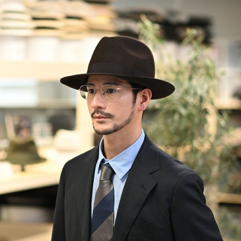 ボルサリーノのフェルトハット Marengo rasato larga（マレンゴ ラザート ラーガ） 490022 ブラウン