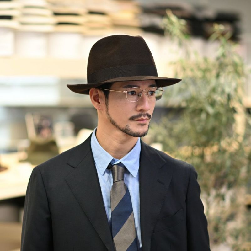 ボルサリーノのフェルトハット Marengo rasato larga（マレンゴ ラザート ラーガ） 490022 ブラウン