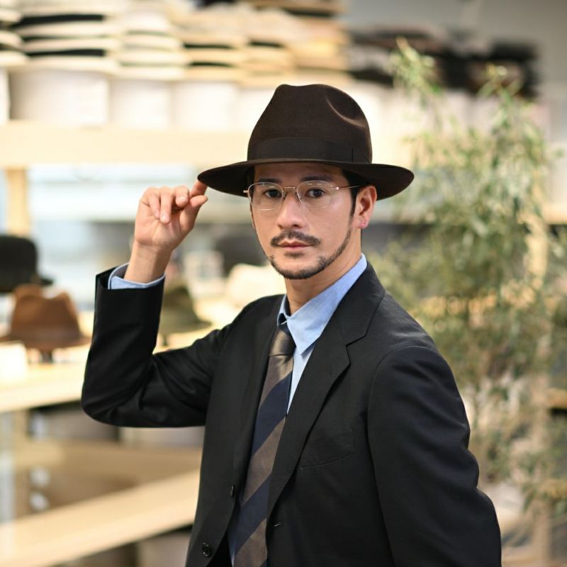 ボルサリーノのフェルトハット Marengo rasato larga（マレンゴ ラザート ラーガ） 490022 ブラウン