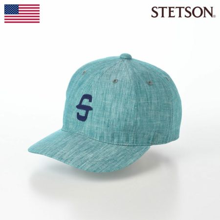 ステットソンのキャップ野球帽 LINEN CHAMBRAY INITIAL CAP（リネン シャンブレー イニシャル キャップ） SE093 ターコイズ