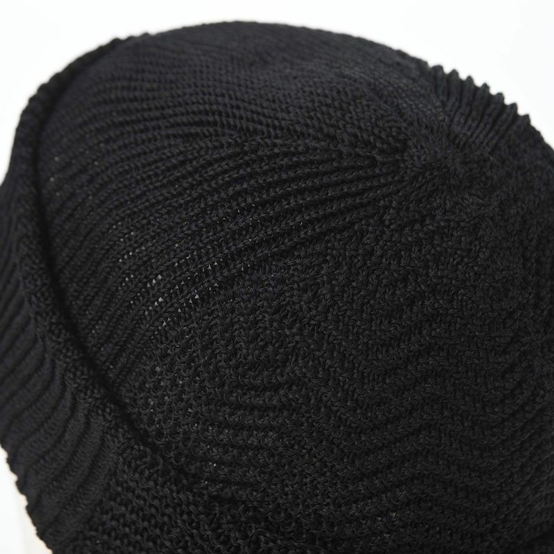 レッターのニット帽 Straw Yarn（ストローヤーン） ブラック