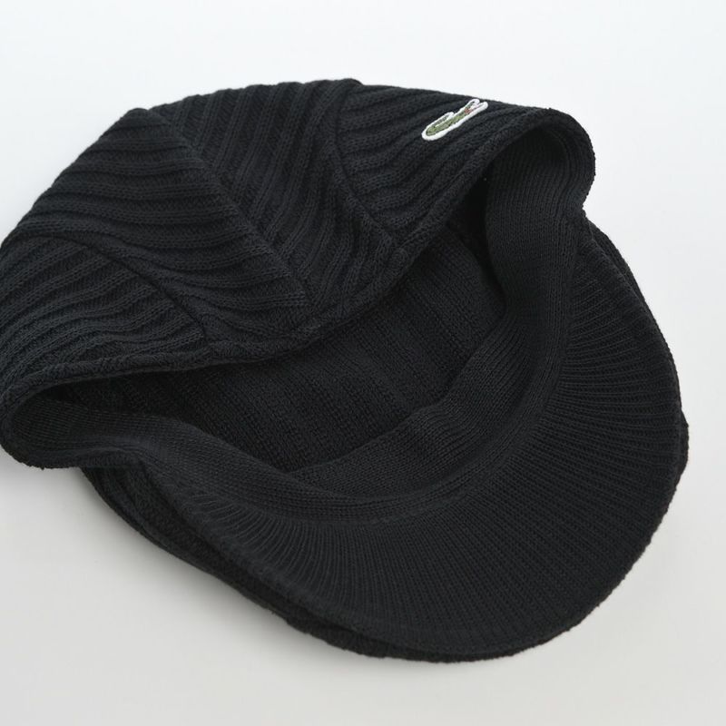 ラコステのハンチング COTTON RIB KNIT HUNTING（コットン リブニット ハンチング） L1307 ブラック