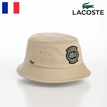 ラコステのバケットハット EMBLEM BUCKET HAT（エンブレム バケットハット） L1302 ベージュ