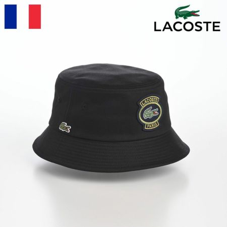 ラコステのバケットハット EMBLEM BUCKET HAT（エンブレム バケットハット） L1302 ブラック