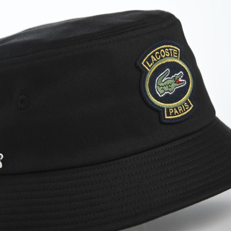 ラコステのバケットハット EMBLEM BUCKET HAT（エンブレム バケットハット） L1302 ブラック