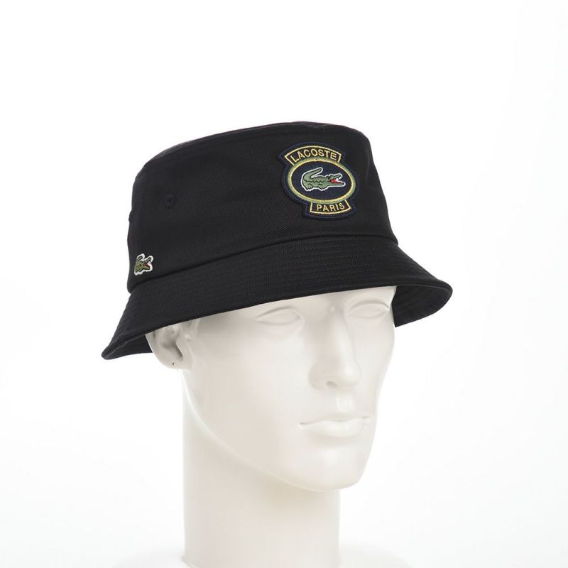 ラコステのバケットハット EMBLEM BUCKET HAT（エンブレム バケットハット） L1302 ブラック