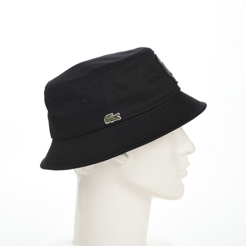 ラコステのバケットハット EMBLEM BUCKET HAT（エンブレム バケットハット） L1302 ブラック