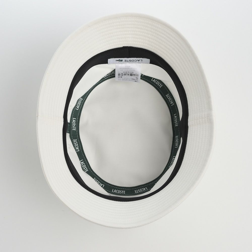 ラコステのバケットハット EMBLEM BUCKET HAT（エンブレム バケットハット） L1302 ホワイト