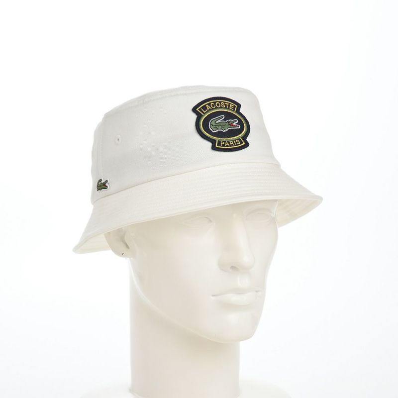 ラコステのバケットハット EMBLEM BUCKET HAT（エンブレム バケットハット） L1302 ホワイト