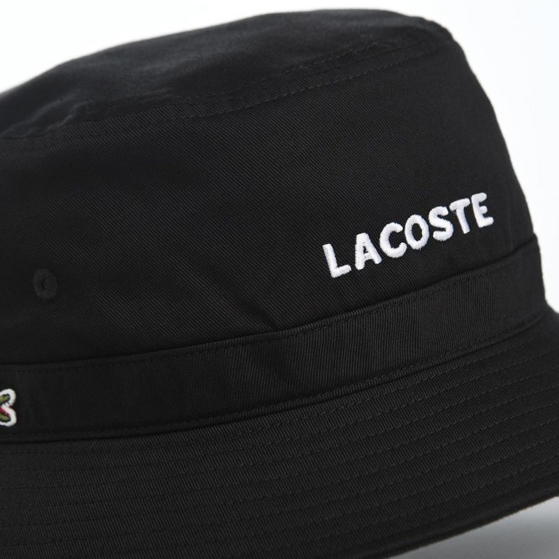 ラコステのバケットハット WASHED LOGO BUCKET HAT（ウォッシュドロゴ バケットハット） L1317 ブラック