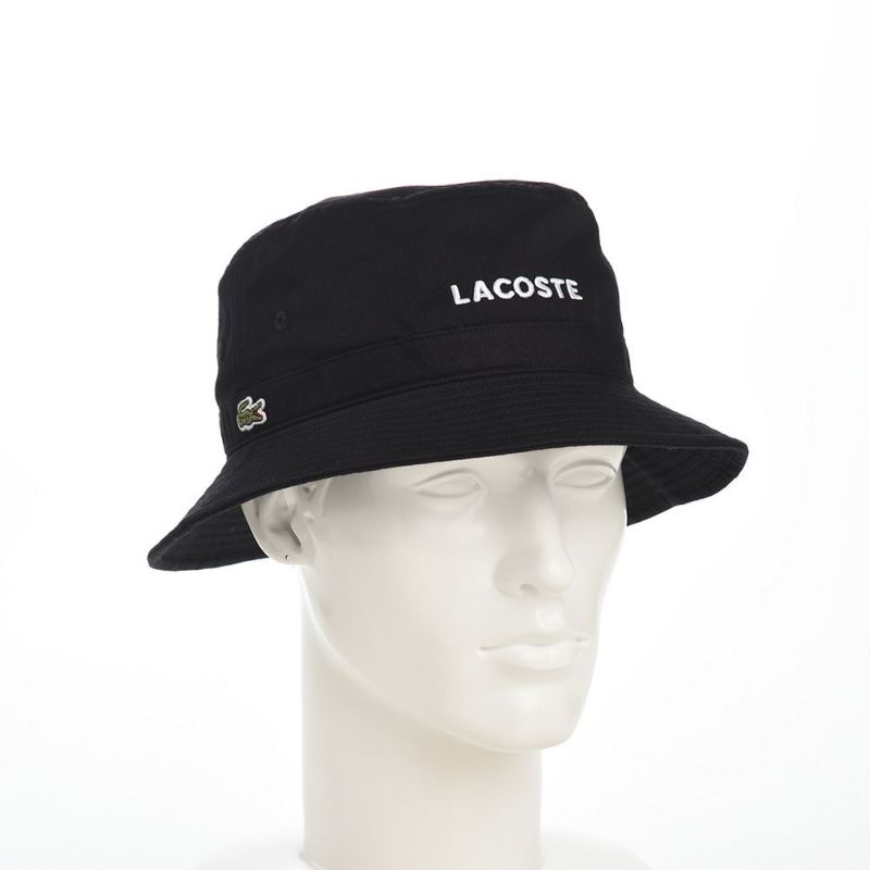 ラコステのバケットハット WASHED LOGO BUCKET HAT（ウォッシュドロゴ バケットハット） L1317 ブラック