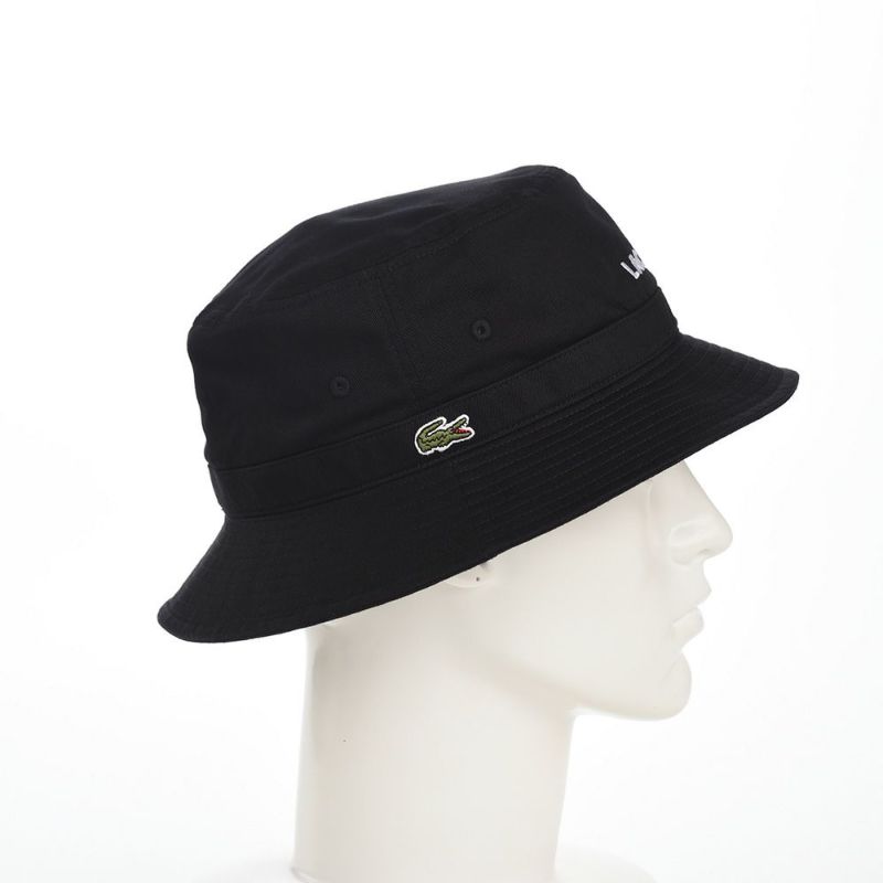 ラコステのバケットハット WASHED LOGO BUCKET HAT（ウォッシュドロゴ バケットハット） L1317 ブラック