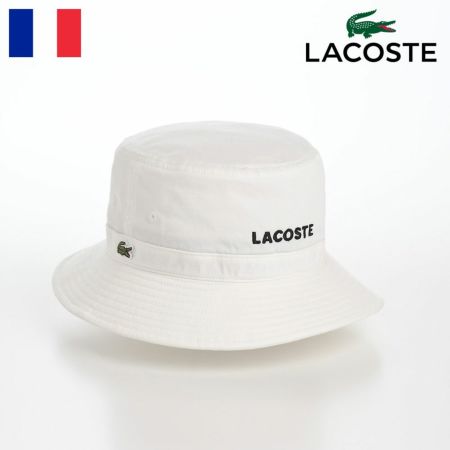 ラコステのバケットハット WASHED LOGO BUCKET HAT（ウォッシュドロゴ バケットハット） L1317 ホワイト