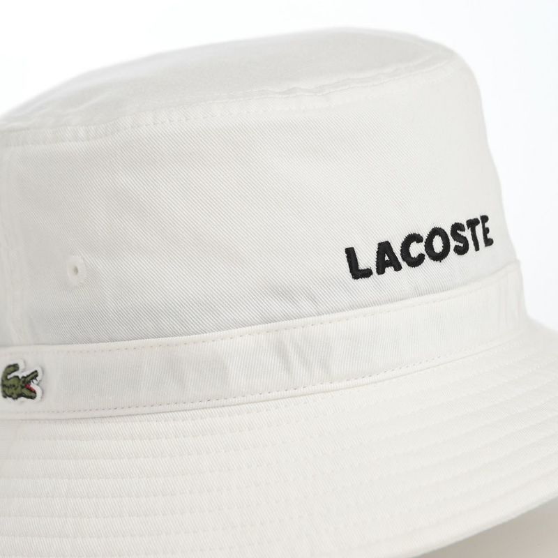 ラコステのバケットハット WASHED LOGO BUCKET HAT（ウォッシュドロゴ バケットハット） L1317 ホワイト