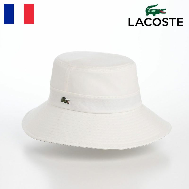 ラコステのバケットハット BASIC LONG BRIM HAT（ベーシック ロングブリム ハット） L7135 オフホワイト