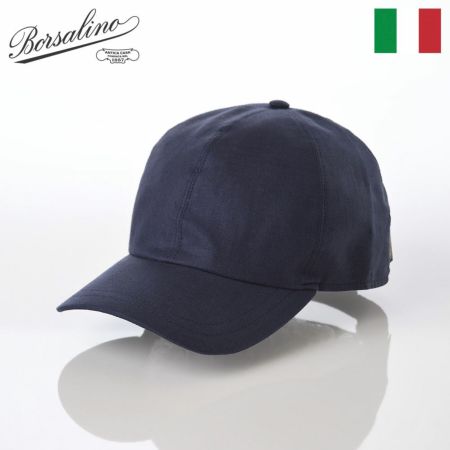 ボルサリーノのキャップ Baseball Cap Hiker Linen（ベイスボールキャップ ハイカーリネン） B95174 ネイビー