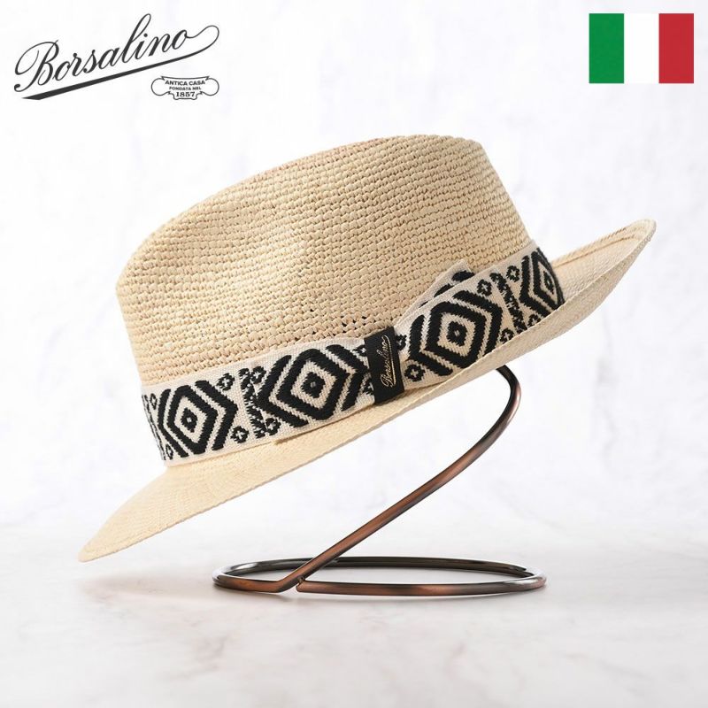 品質保証2024【Borsalino】ボルサリーノ パナマハット ブラック&イエロー 帽子