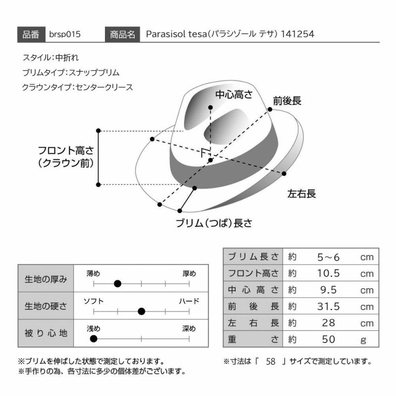 ボルサリーノのパラシゾールハット Parasisol tesa（パラシゾール テサ） 141254 ネイビー