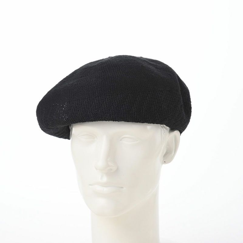 レッターのベレー帽 Rib Linen Beret Big（リブ リネン ベレー ビッグ） ブラック