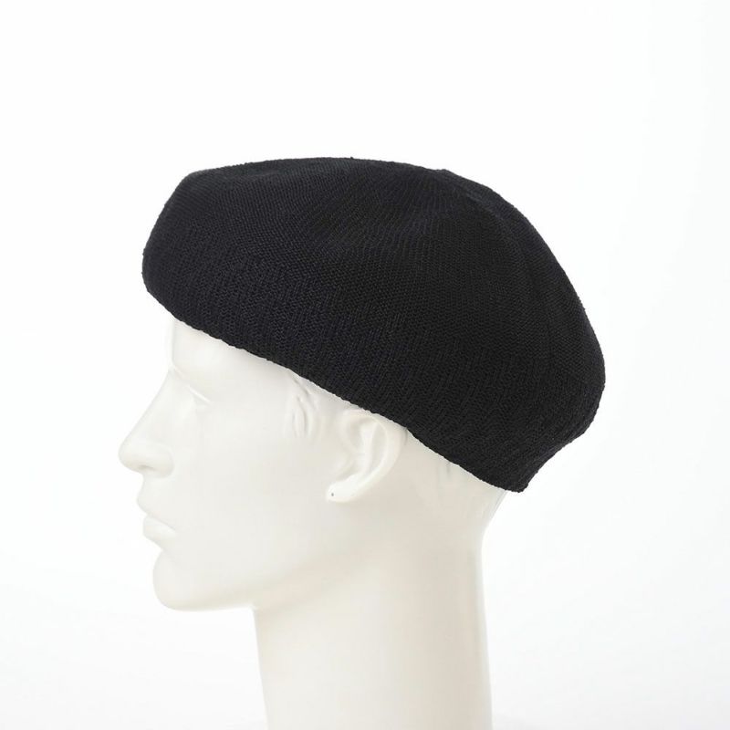 レッターのベレー帽 Rib Linen Beret Big（リブ リネン ベレー ビッグ） ブラック