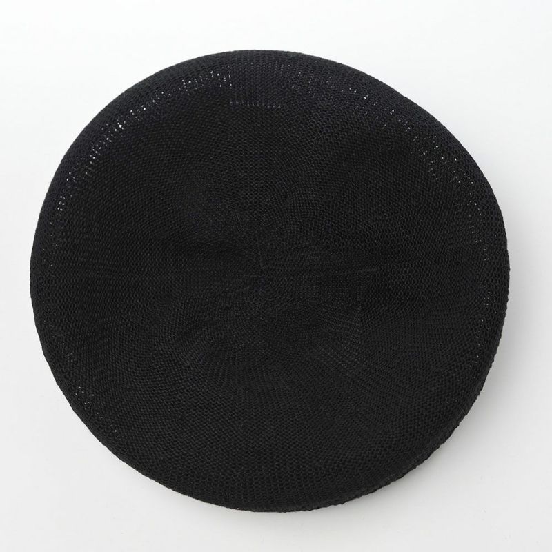 レッターのベレー帽 Rib Linen Beret Big（リブ リネン ベレー ビッグ） ブラック