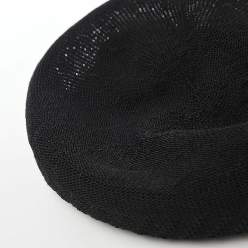 レッターのベレー帽 Rib Linen Beret Big（リブ リネン ベレー ビッグ） ブラック