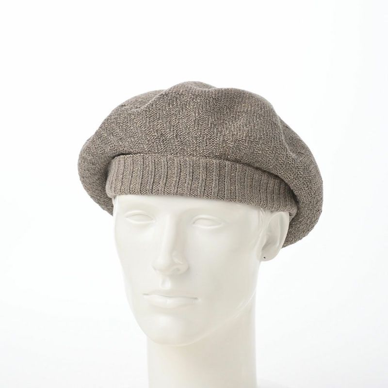 レッターのベレー帽 Rib Linen Beret Big（リブ リネン ベレー ビッグ） グレー