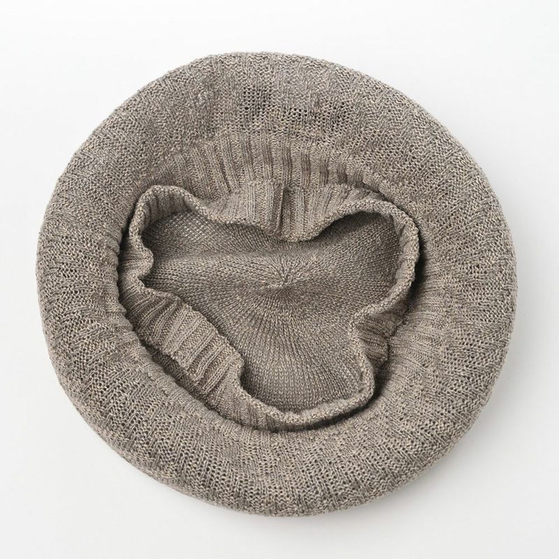 レッターのベレー帽 Rib Linen Beret Big（リブ リネン ベレー ビッグ） グレー