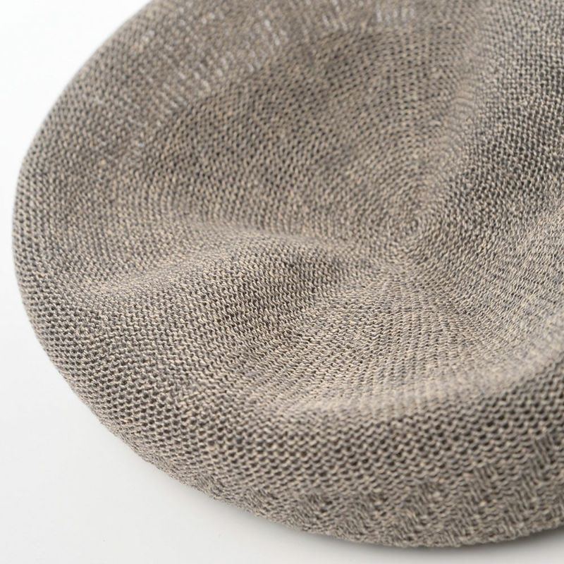 レッターのベレー帽 Rib Linen Beret Big（リブ リネン ベレー ビッグ） グレー