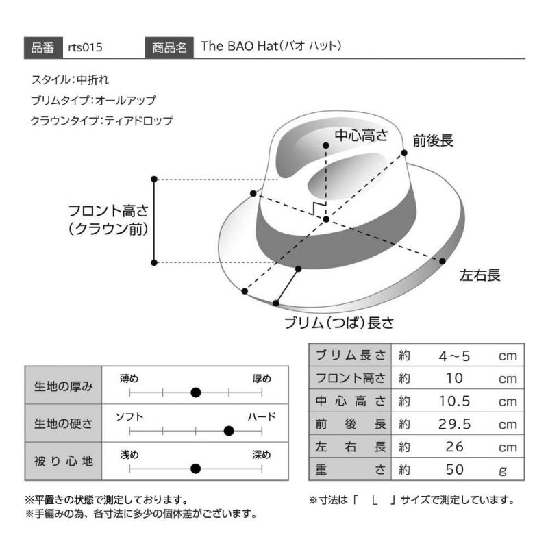 レッターのストローハット The BAO Hat（バオ ハット） グレー