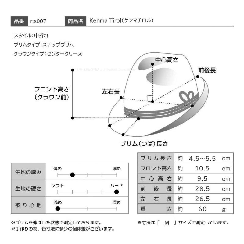 レッターのストローハット Kenma Tirol（ケンマチロル） ブラック