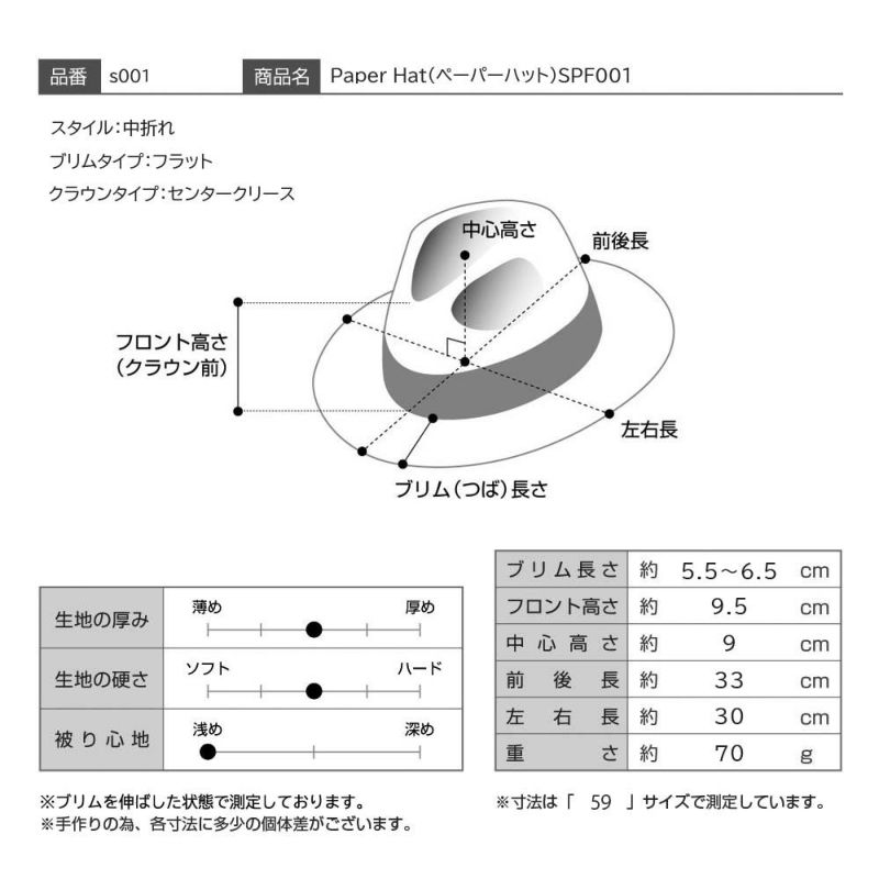 ソルバッティのマニッシュハット Paper Hat（ペーパーハット）SPF001 ブラック