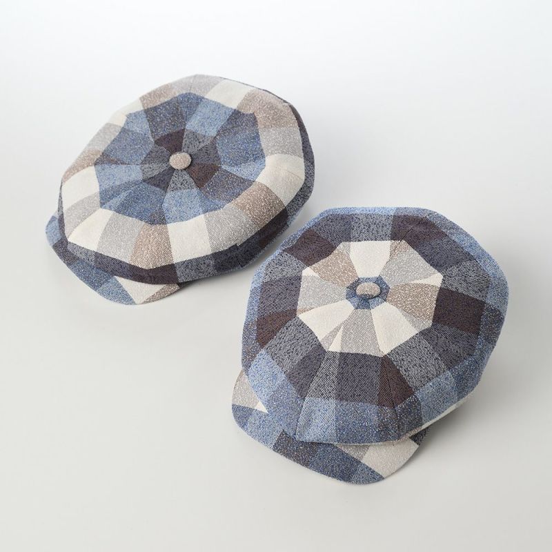 ヴィゲーンズのキャスケット Newsboy Retro Cap Big Soft Check（ニュースボーイレトロキャップ ビッグソフトチェック）W101861 ブルー