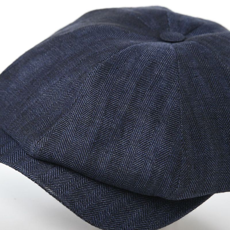 ヴィゲーンズのキャスケット Newsboy Classic Cap Herringbone Linen（ニュースボーイクラシックキャップ ヘリンボーンリネン）W101865 ネイビー