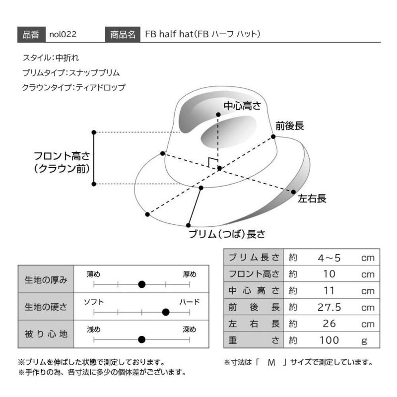 ノルのストローハット FB half hat（FB ハーフ ハット） ブラック オレンジ