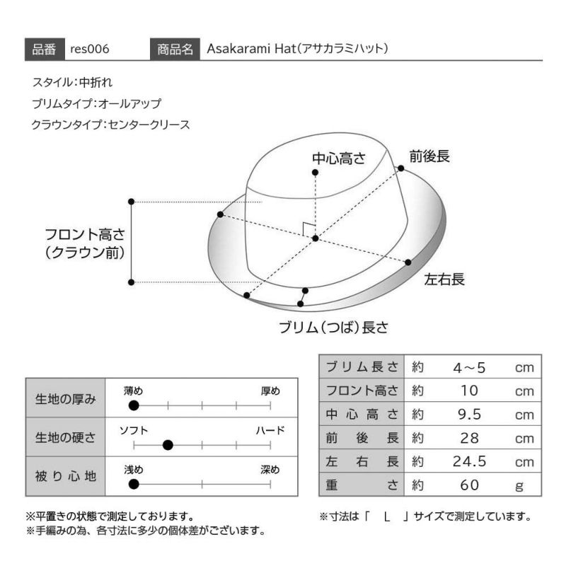 レッターのソフトハット Asakarami Hat（アサカラミハット） ブラック