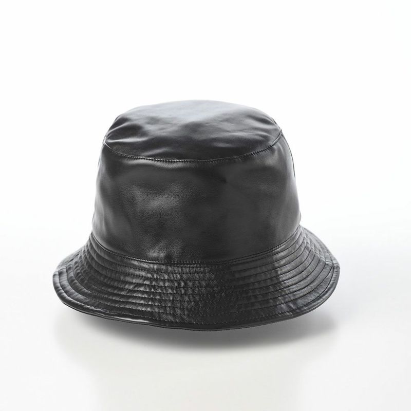 カンゴールのバケットハット SMU FAUX RV SHORT BUCKET（フェイクレザー リバーシブル ショート バケット） ブラック