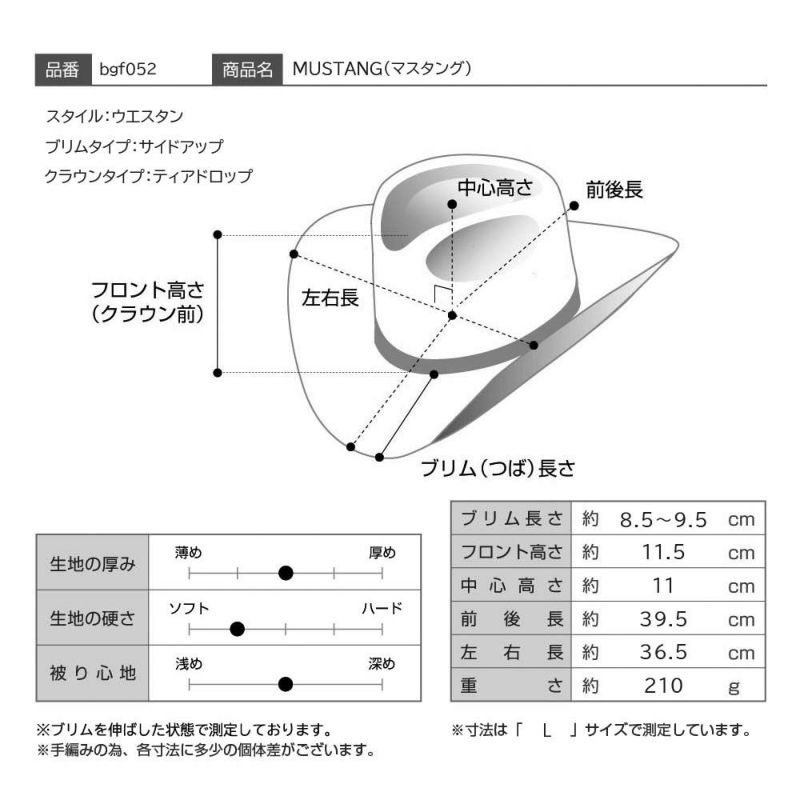 ビガリのフェルトハット MUSTANG（マスタング） ブラック