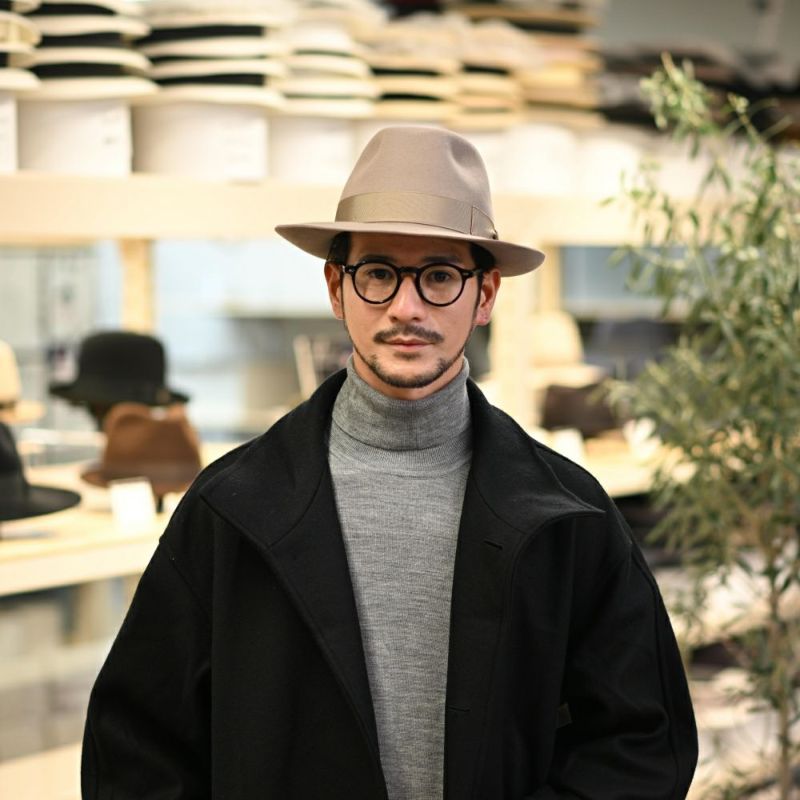 ボルサリーノのフェルトハット Q.S. Anello Rasato（Q.S. アネロ ラザート） 114336 ライトブラウン