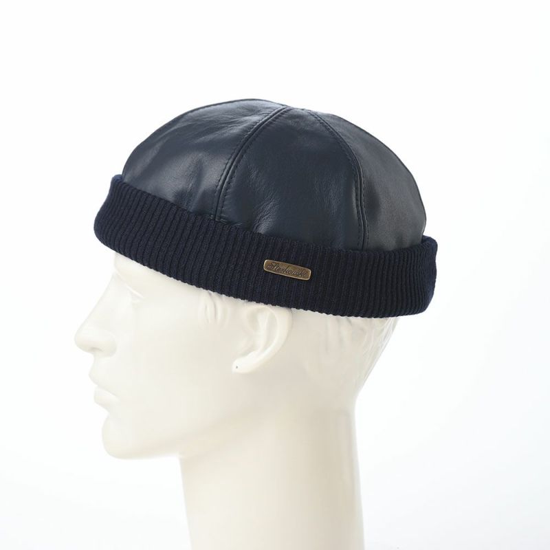 ステルコフスキーのレザーキャップ Leather beanie cap（レザービーニーキャップ） ブルー