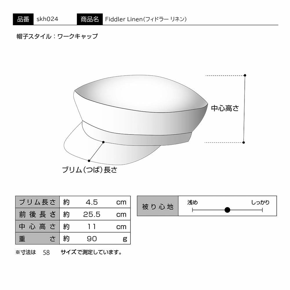 ステルコフスキーのマリンキャップ Fiddler Linen（フィドラー リネン） グレー