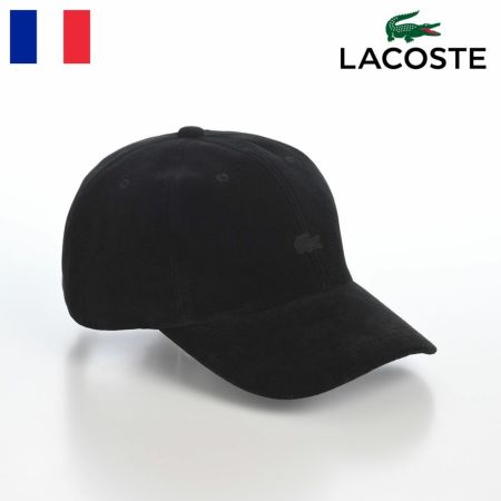 ラコステのキャップ ONE POINT VELVETEEN CAP（ワンポイント ベルベティーンキャップ） L7143 ブラック