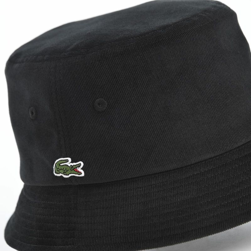 ラコステのバケットハット ONE POINT CORDUROY HAT（ワンポイント コーデュロイハット） L1336 ブラック