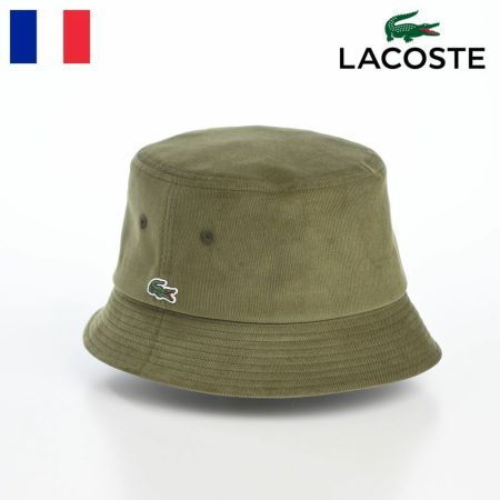 ラコステのバケットハット ONE POINT CORDUROY HAT（ワンポイント コーデュロイハット） L1336 カーキ