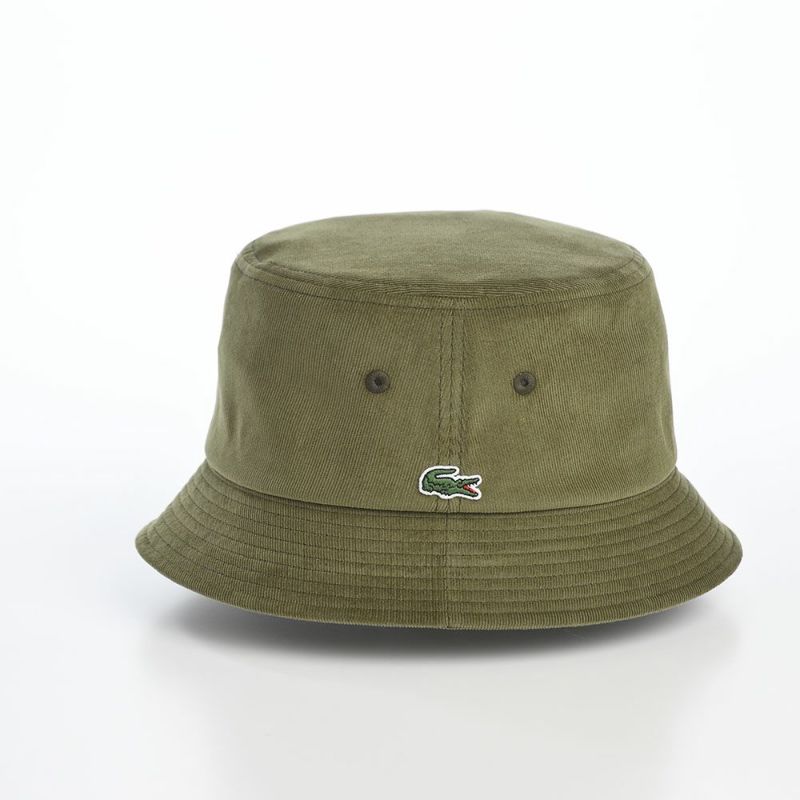 ラコステのバケットハット ONE POINT CORDUROY HAT（ワンポイント コーデュロイハット） L1336 カーキ